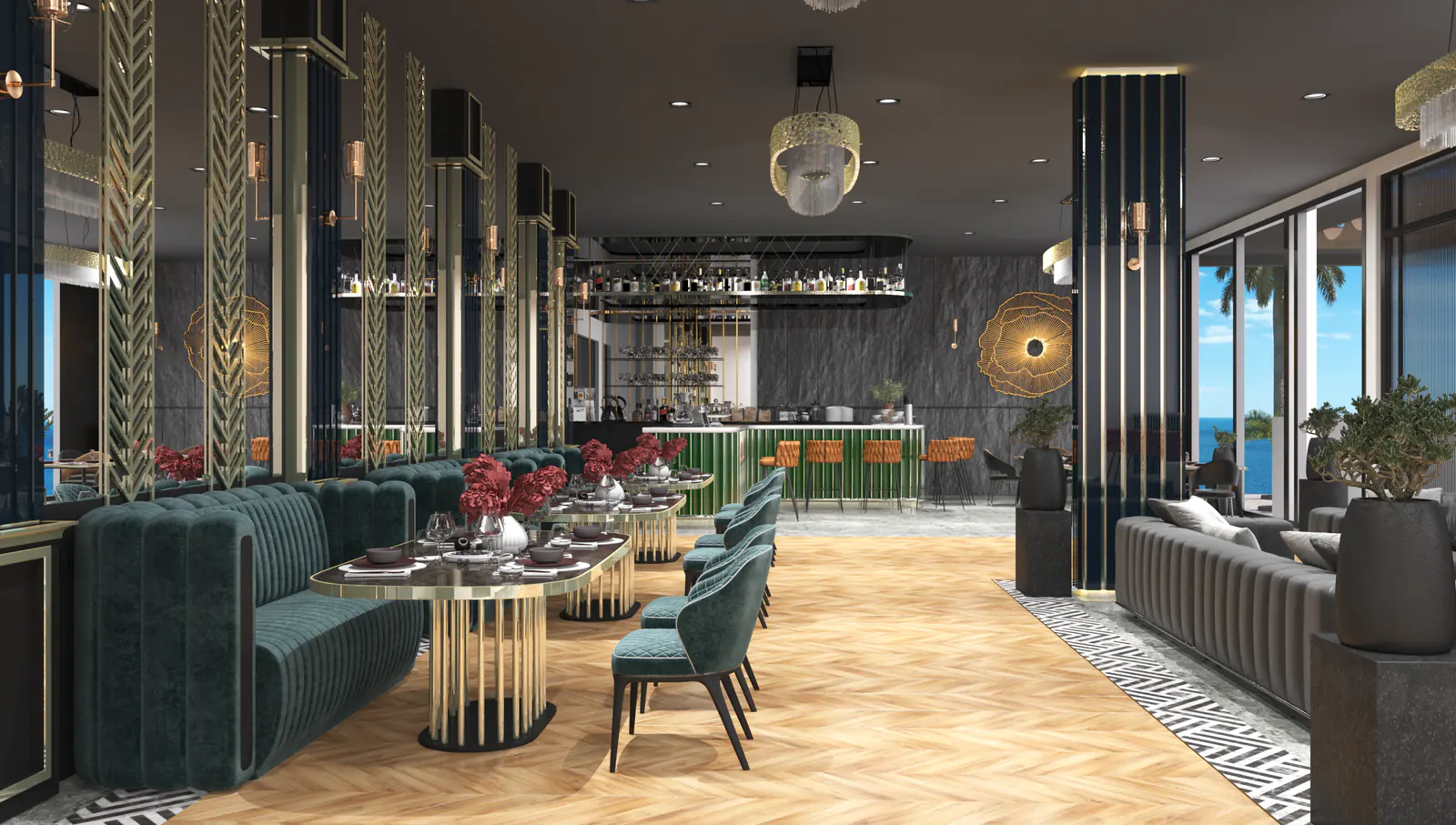 Rue Cafe & Restaurant — iç mekân görselleştirmesi