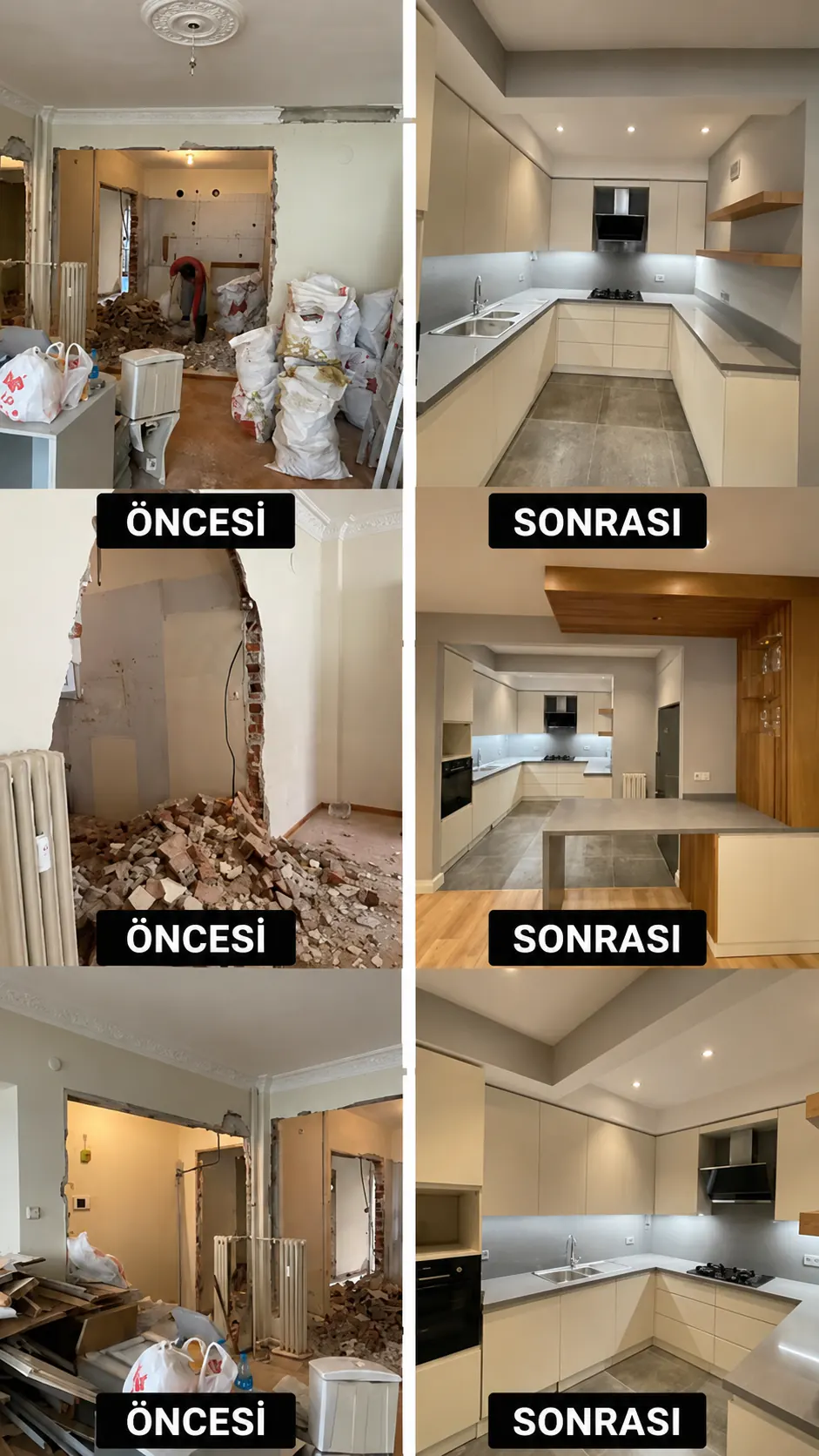 Mutfak oncesi sonrasi